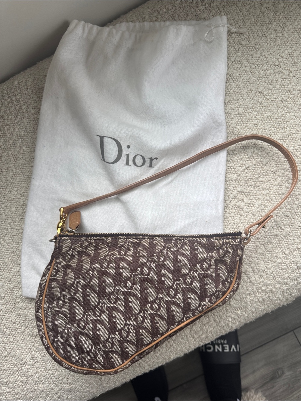 Christian Dior Vintage Mini Saddle Bag Diorissimo Canvas
